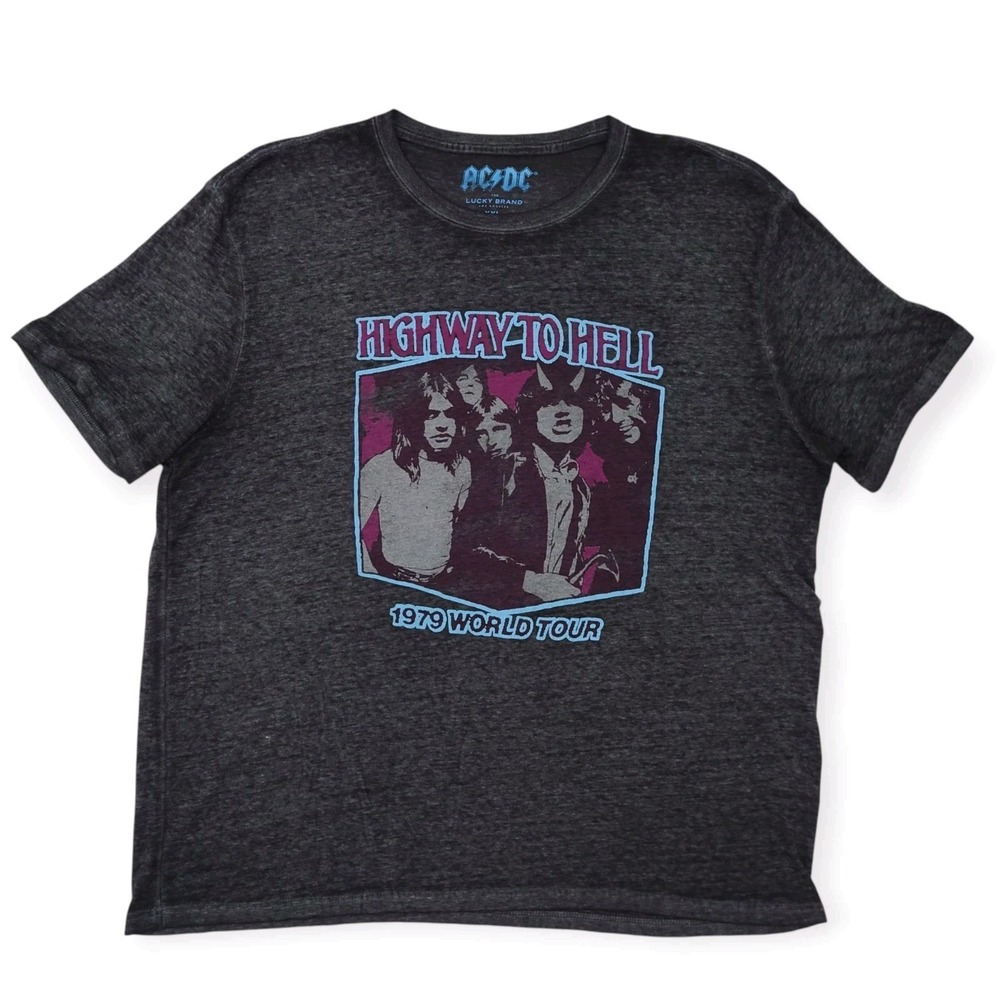 AC/DC Lucky Brand Highway to Hell 1979 World Tour T-Shirt Gray Mens XXL